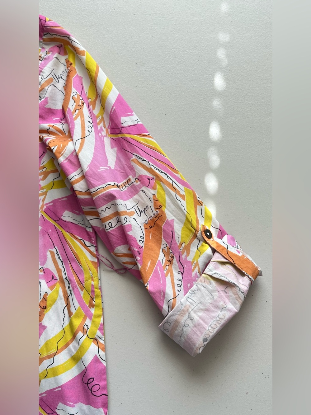 Vera for Anthropologie Confetti Midi Shirt Dress Pink Abstract Print S - Picture 6 of 15